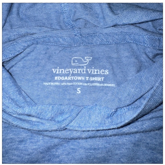 Vineyard Vines Edgartown Hoodie T-Shirt Mens Small Blue Long Sleeve Whale Logo - Picture 6 of 6